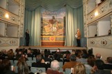 Il Sindaco Sergio Paolucci insieme ad Andrea Bovari, presentatore della serata. Inaugurazione restaurato sipario del giorno 18/11/2006. Foto di Luigi Anzalone.