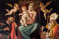 Particolare del quadro Madonna con Bambino e i Santi Rocco e Martino di Simone de Magistris 1584. Foto di Sergio Ceccotti.