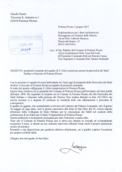 Lettera alla Soprintendenza di Ancona del 3/6/2017