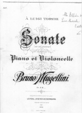 Copertina dell'opera Sonata per piano e violoncello di Bruno Mugellini. ASCPP.