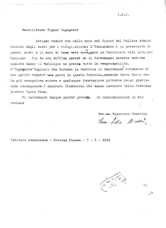 Lettera della Superiora Generale dell'Istituto dell'Addolorata. Febbraio 1944. (ASCPP)